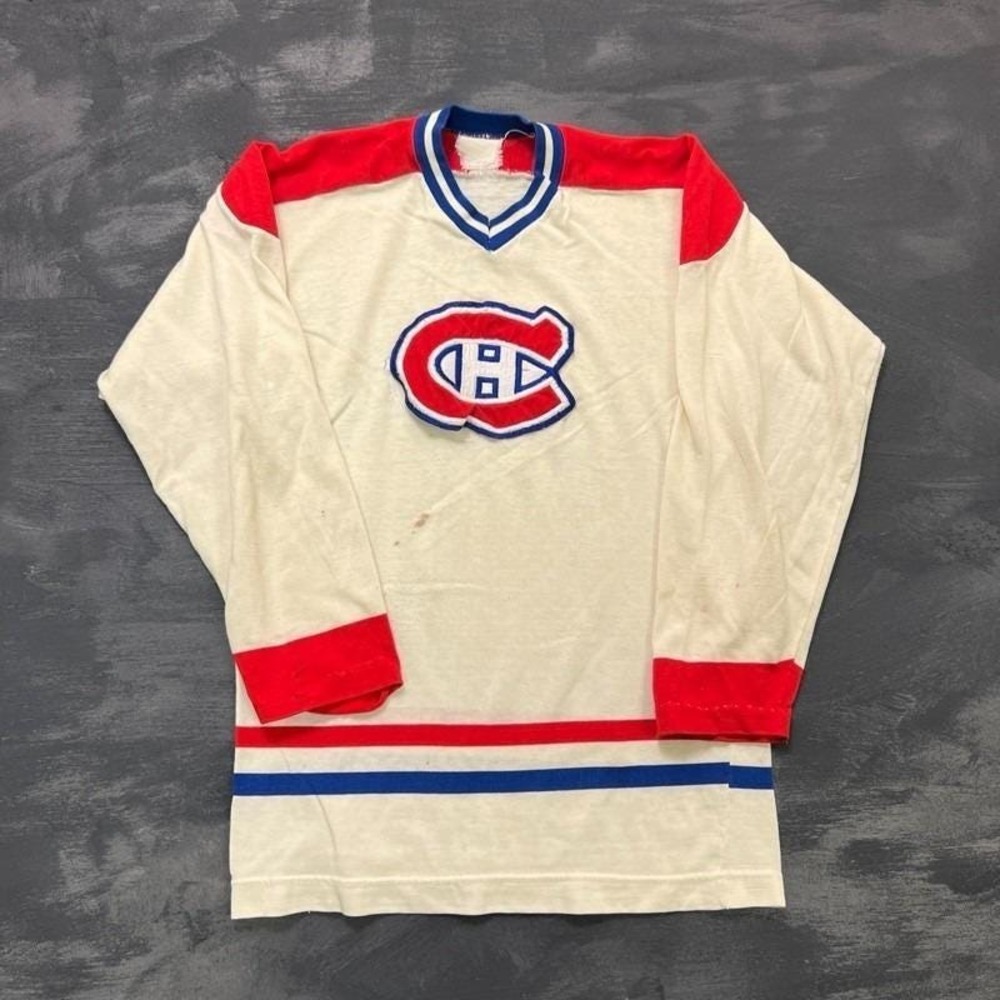 Vintage Montreal Canadians Jersey Mens Large White 1980s NHL